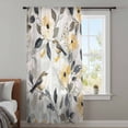 thumbnail image 4 of Yellow Grey Botanical Sheer Curtains 45 Inches Long, Spring Floral Birds Watercolor Light Filering Curtains, Breathable Simi Curtain Privacy Drapes for Kitchen Bathroom Small Window Treatment, 4 of 9