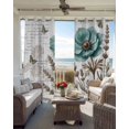 thumbnail image 6 of Teal Flowers Blackout Curtains Light Blocking Print Window Curtains, Watercolor Botanical Elegant Floral Butterfly Thermal Insulated Window Drapes for Living Room Kitchen (2 Panels, 104"W x 84"L), 6 of 8
