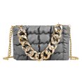 thumbnail image 2 of Bolso bandolera con entramado de PU para mujer, bolso informal plisado de color sólido (gris) Tmvgtek Para estrenar, 2 of 5