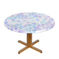 thumbnail image 2 of YFYANG Round Fitted Table Cloth, Waterproof Purple Vintage Floral Pattern Polyester Table Cover, Indoor Outdoor Decorative Tablecloths with Elastic Edge, 2 of 7