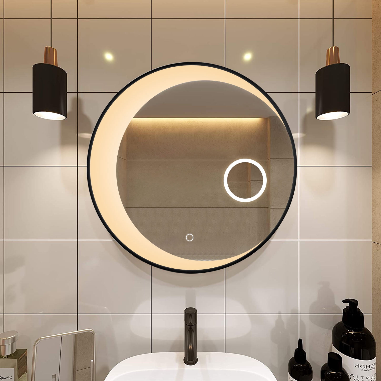 24 in x 24" Black Contemporary Wall Mirror