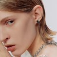 thumbnail image 2 of 925 Sterling Silver Viking Rune Natural Black Onyx Stud Earrings compatible Women Men, 2 of 4