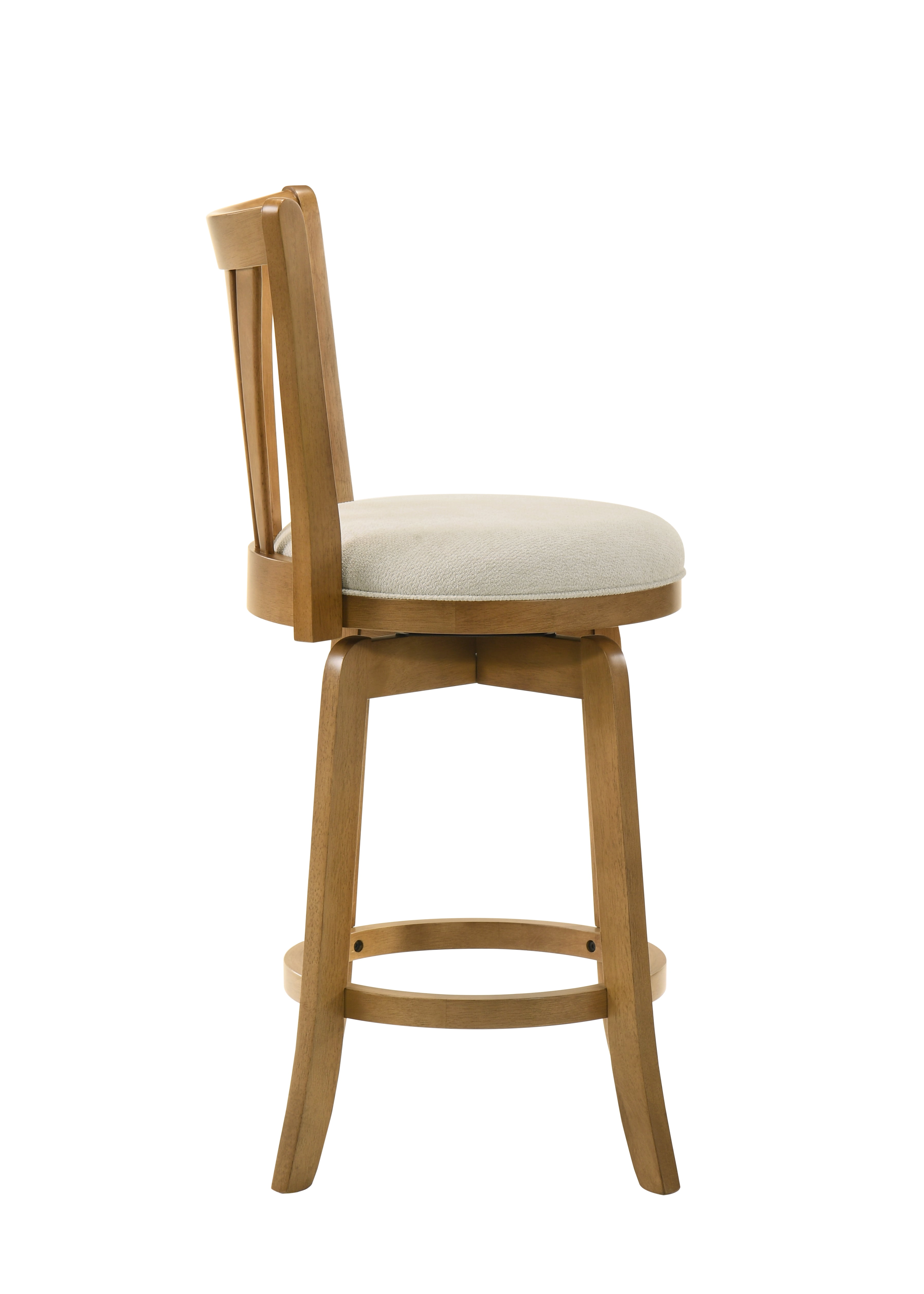 Elle 30 in. Amber Glow Bar Height Rubberwood Swivel Barstool with Ivory Fabric Seat - Set of 3