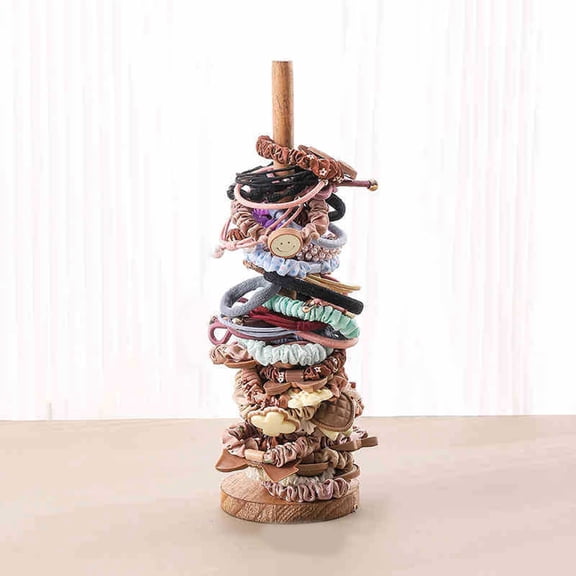 Scrunchie Holder Stand Wooden Hair Tie Organizer for Bathroom Dresser Countertop
