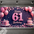 thumbnail image 5 of Pink Theme Happy 61st Banner Glittery Design 61st Birthday Display Balloon Decor Gift Box  Birthday Backdrop for 61st Birthday Party Adult Birthday Celebration Photo Backdrop, 5 of 8