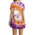 thumbnail image 4 of Dazajoo Summer Mini Dresses for Women 2025 Vacation Tie Dye Short Sleeve Sundress Casual Crew Neck Beach Dress,Multicolor,XL, 4 of 6