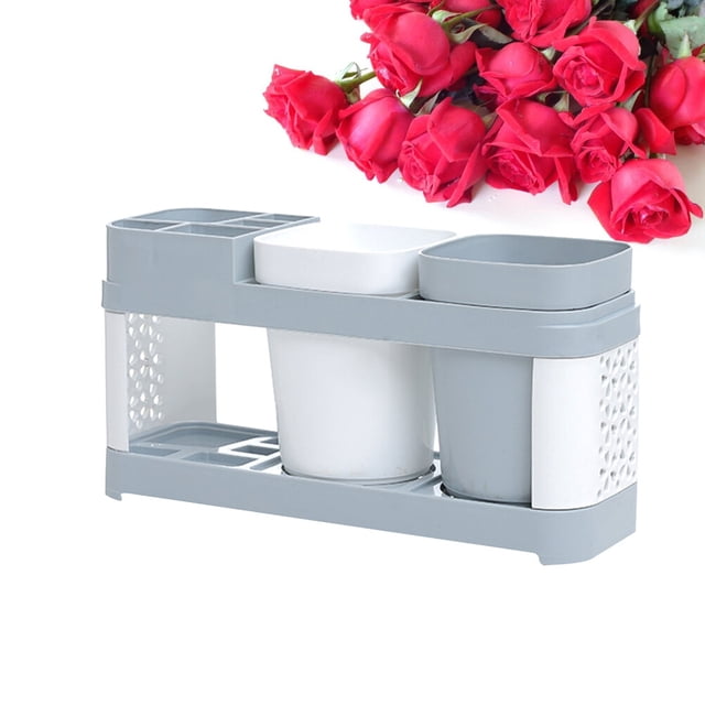 unbranded Cepillo De Con Soporte Para Pasta Y Vasos Ideal Para Encimera De Color Multi