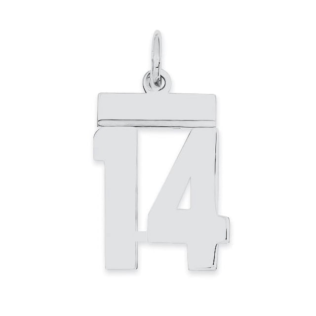 925 Sterling Silver Small Polished Number 14 Charm and Pendant