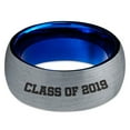 thumbnail image 2 of Tungsten Graduating Class Of 2019 Band Ring 8mm Men Women Comfort Fit Blue Dome Brushed Gray Polished, 2 of 4