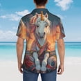thumbnail image 4 of Fotbe Starry Sky Cute Horse Camisa Hawaiana para Hombre Unisex – Camisa Casual de Verano con Botones de Manga Corta de Algodón y Lino,3X-Large, 4 of 7