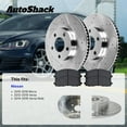thumbnail image 3 of AutoShack Front Vented Drilled & Slotted Silver Zinc Coated Brake Rotors + Ceramic Pads 6-PC Brake Kit Replacement for 2012-2019 Nissan Versa 2015-2019 Nissan Micra SilverShield Pro 10.24" (260 mm), 3 of 5