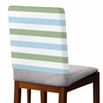thumbnail image 2 of Geometric Sage Chair Covers Set of 1 Green and Blue Stripes Chair Back Covers Stretch Removable Washable Slipcovers Protector for Dining Room Kitchen Party Decor, 2 of 5