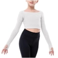 thumbnail image 2 of Hinvhai Girls Long Sleeve Dance Sweater Soft Ballet Warm Up Pullover for Leotards White 13 Years, 2 of 8