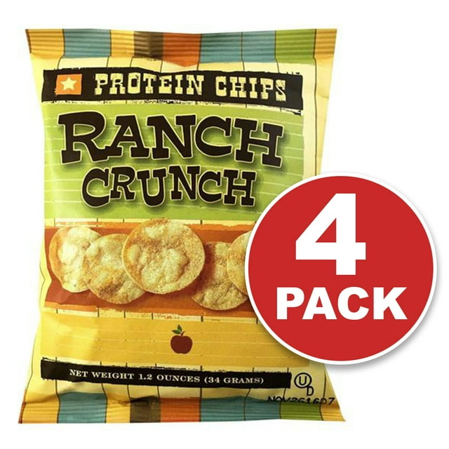 Protein Chips, Ranch, Low Carb Snacks, Low Carb Chips, Keto-Friendly, High Fiber, 4 Pack