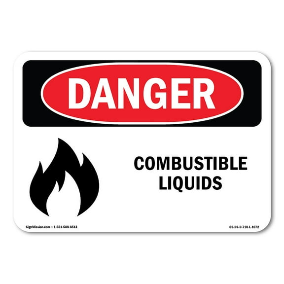OSHA Danger Sign - Combustible Liquids | Decal | Protect Your Business, Construction Site, Warehouse & Shop Area |  Made in The USA