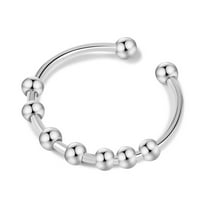 PAPADA Stainless Steel Fidget Ring Anxiety Ring with Bead Swivel Adjustable Ring