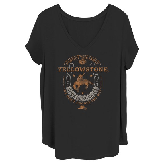 Women's Yellowstone Protect This Family Buckle Bunnies Graphic T-Shirt