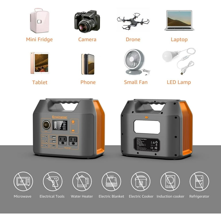 300W Portable Power Station, 296Wh Solar Generator with 2 AC