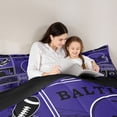 thumbnail image 5 of jejeloiu American Rugby City Queen Comforter Set,Purple Patchwork Plaid Bedding Comforter Set For Men Women Reversible 3pcs, 5 of 8