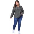 thumbnail image 3 of DARING DIVA Women's Plus Size Long Sleeve Button Down Blouse 4X Black, 3 of 6