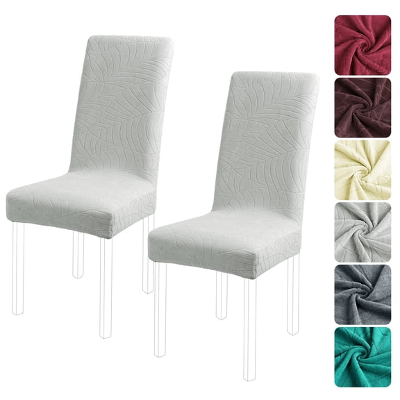 PiccoCasa 2 Pack Jacquard Stretch Armless Chair Covers for Dining Room Removable Seat Furniture Cover Light Gray