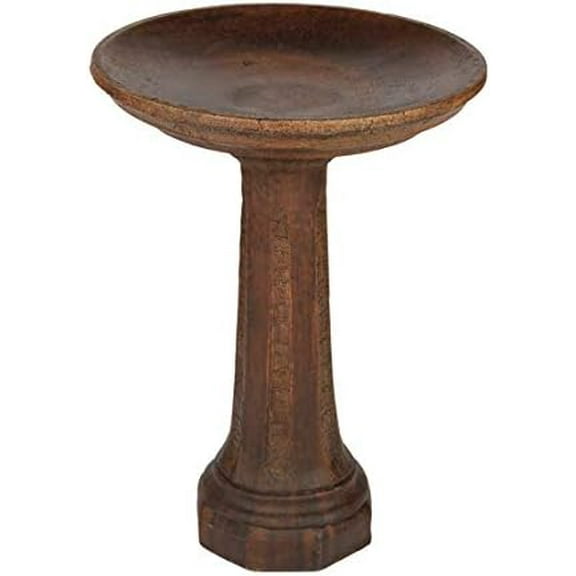Solid Rock Stoneworks Octagon Bird Bath 24" Tall x 20" Diameter Walnut Color