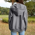 thumbnail image 4 of UYISJ Women Zip Up Hoodie Long Sleeve Hooded Oversized Sweatshirts Y2K Jacket with Pockets Casual Drawstring Fall Coat Dark Gray M, 4 of 6
