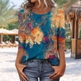 thumbnail image 4 of Aimik Women's Plus Size Top Summer Fashion Floral Print 3/4 Sleeve Crew Neck T-Shirt Loose Fitting Casual Pullover, 4 of 6