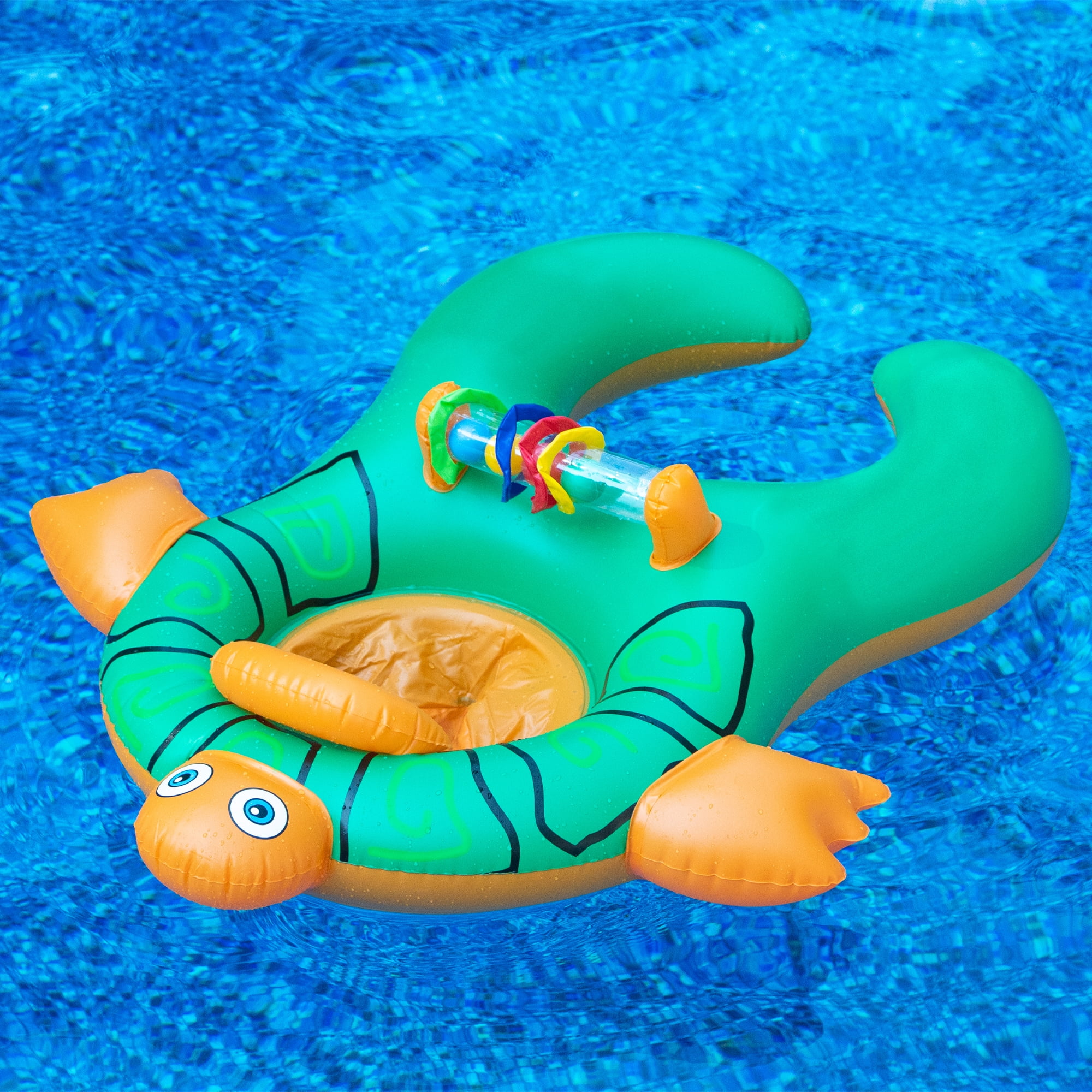 Swim Central Turtle Baby and Mom Inflatable Swimming Pool Seat - 40" - Green