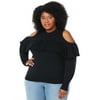 Sofia Jeans by Sofia Vergara Women's Plus Size Cold Shoulder Ruffled Sweater