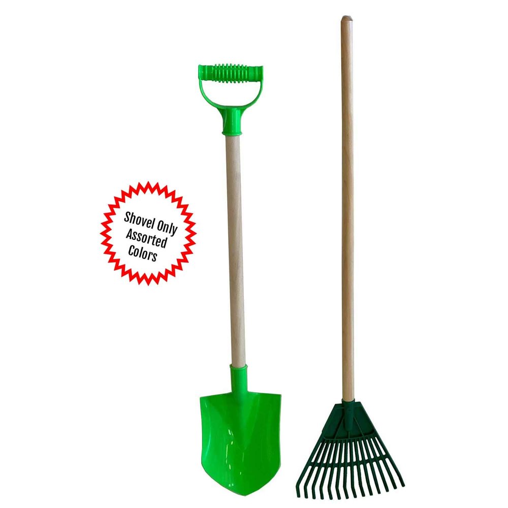 Kids Assorted Beach Toy Sand Shovel with Plastic Spade with Wood Handle