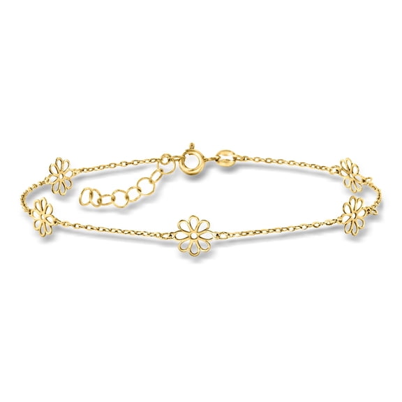 Pure Collection by Ross-Simons Italian 14kt Yellow Gold Flower Station Bracelet, Women's, Adult