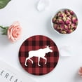 thumbnail image 4 of RYLABLUE Merry Christmas Elk Set of 6 Round Coaster for Drinks, Absorbent Ceramic Stone Coasters Cup Mat with Cork Base for Home Kitchen Room Coffee Table Bar Decor, 4 of 5