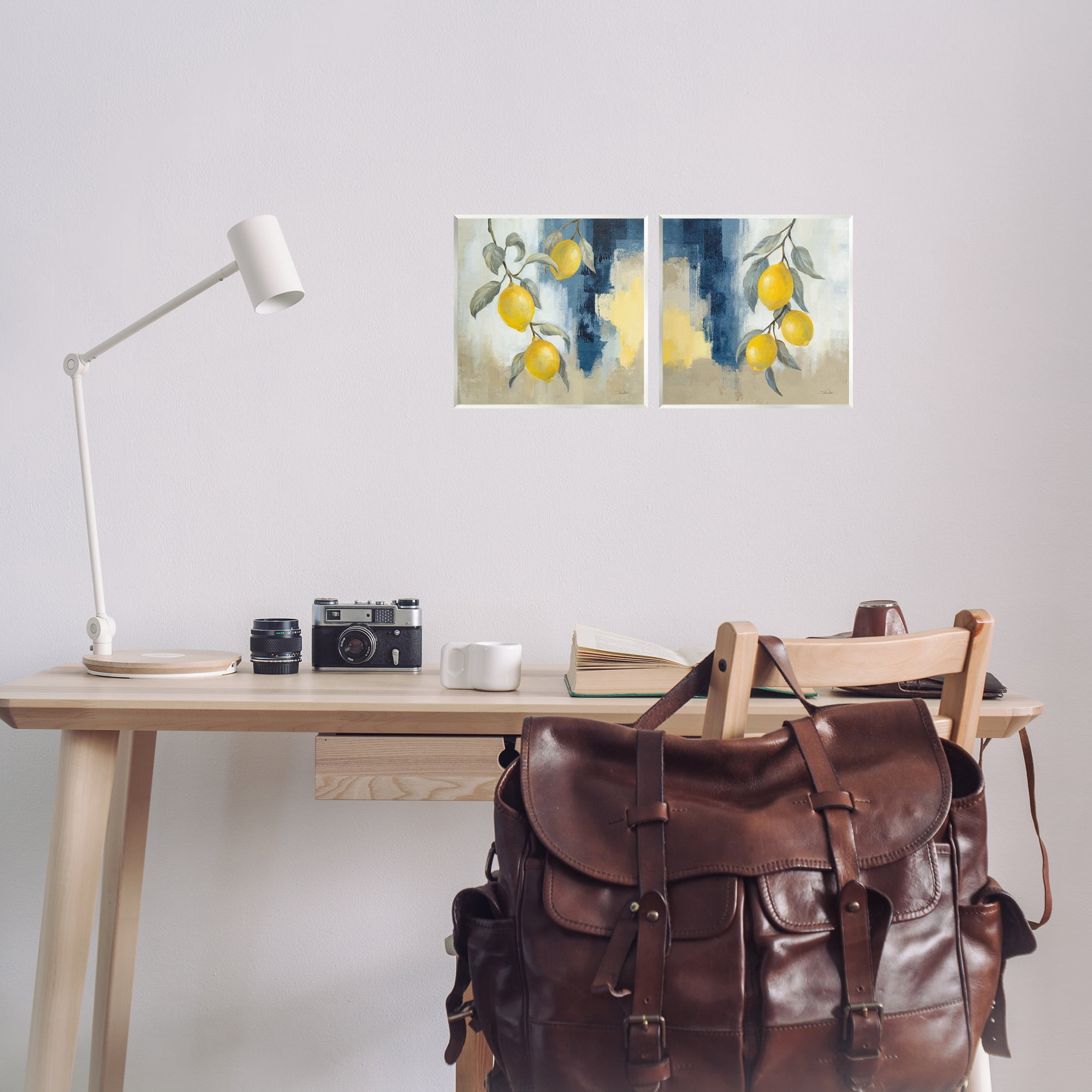 Stupell Industries Abstract Hanging Lemon Fruits Food & Beverage Painting Unframed Art Print Wall Art, 12 x 12, Set of 2