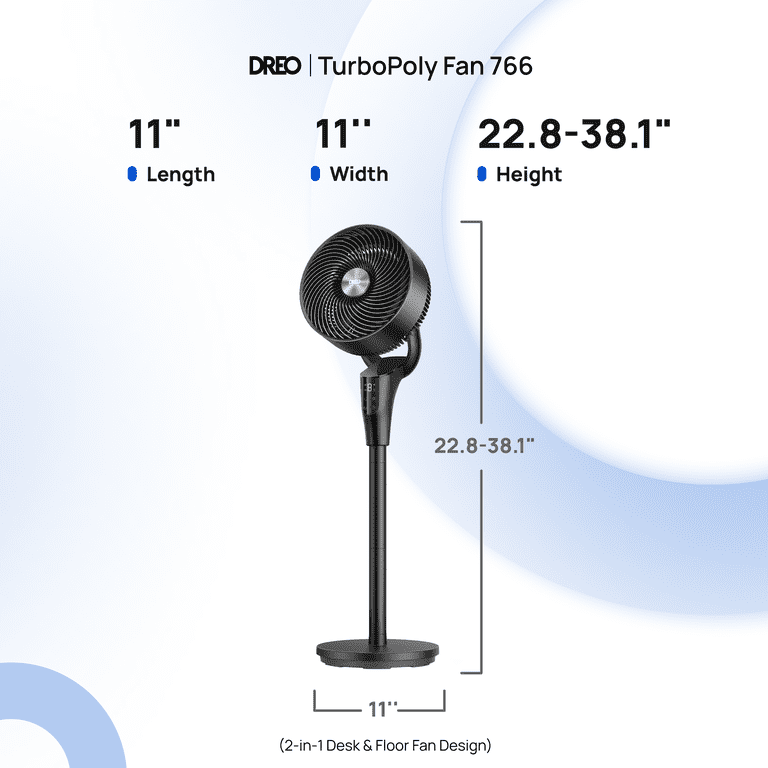 DREO 2-in-1 Pedestal Fan, 8-Speed, 20dB Quiet, Remote, 8H Timer photo 5
