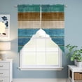 thumbnail image 6 of Swag Valance Curtains for Windows, Vintage Blue Teal Brown Light Filtering Kitchen Curtains with Rod Pocket, Farmhouse Wooden Art Retro Window Treatment Valances for Living Room, 36x63 - 2 PCS, 6 of 9