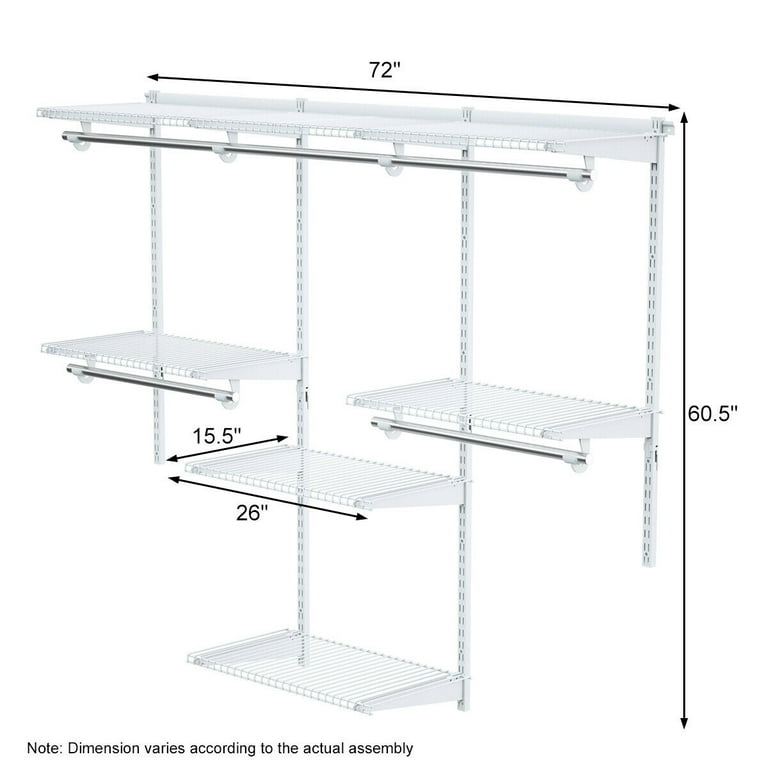 Costway Wall Mounted Adjustable Closet Organizer Custom Metal Closet - Varies by Assembly Method - White
