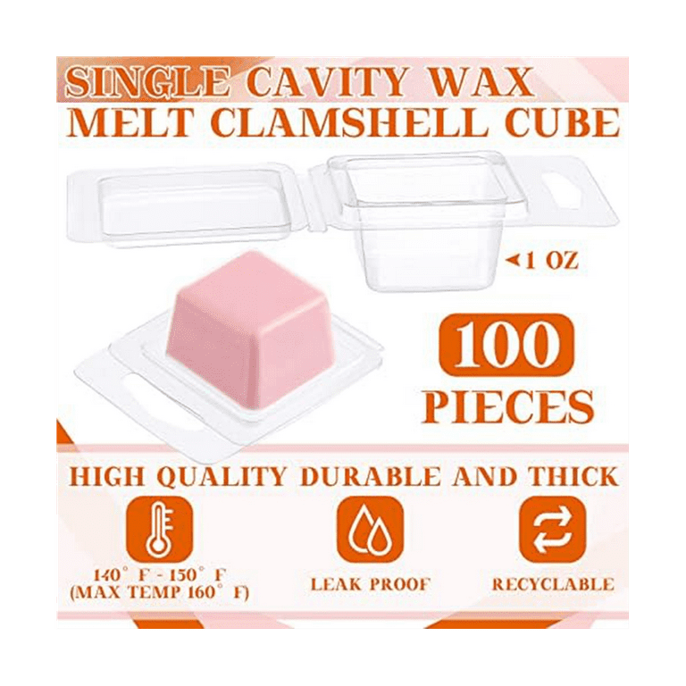 Cuteam 100Pcs Wax Melt Mold Clear Square Round Empty Plastic DIY