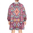 thumbnail image 2 of Wearable Oversized Blanket,Colorful Tribal Pattern Wearable Blanket Hoodie for Adults,Cozy Hooded Blankets with Super Pockets,Super Warm Fuzzy Pullover for Women & Men, 2 of 6