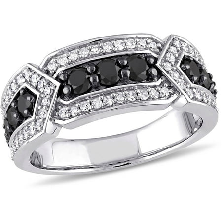 1 Carat T.W. Black and White Diamond 10kt White Gold Multi-Stone Ring
