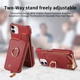 thumbnail image 6 of Compatible for iPhone 11 Zipper Wallet Case with Card Holder, Rotation Ring [Two-Way Kickstand], PU Leather Card Slots RFID Blocking Protection Shockproof Purse Case, Red, 6 of 10