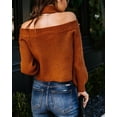 thumbnail image 3 of Turtleneck Cold Shoulder Sweater Rustic Red Medium, 3 of 4
