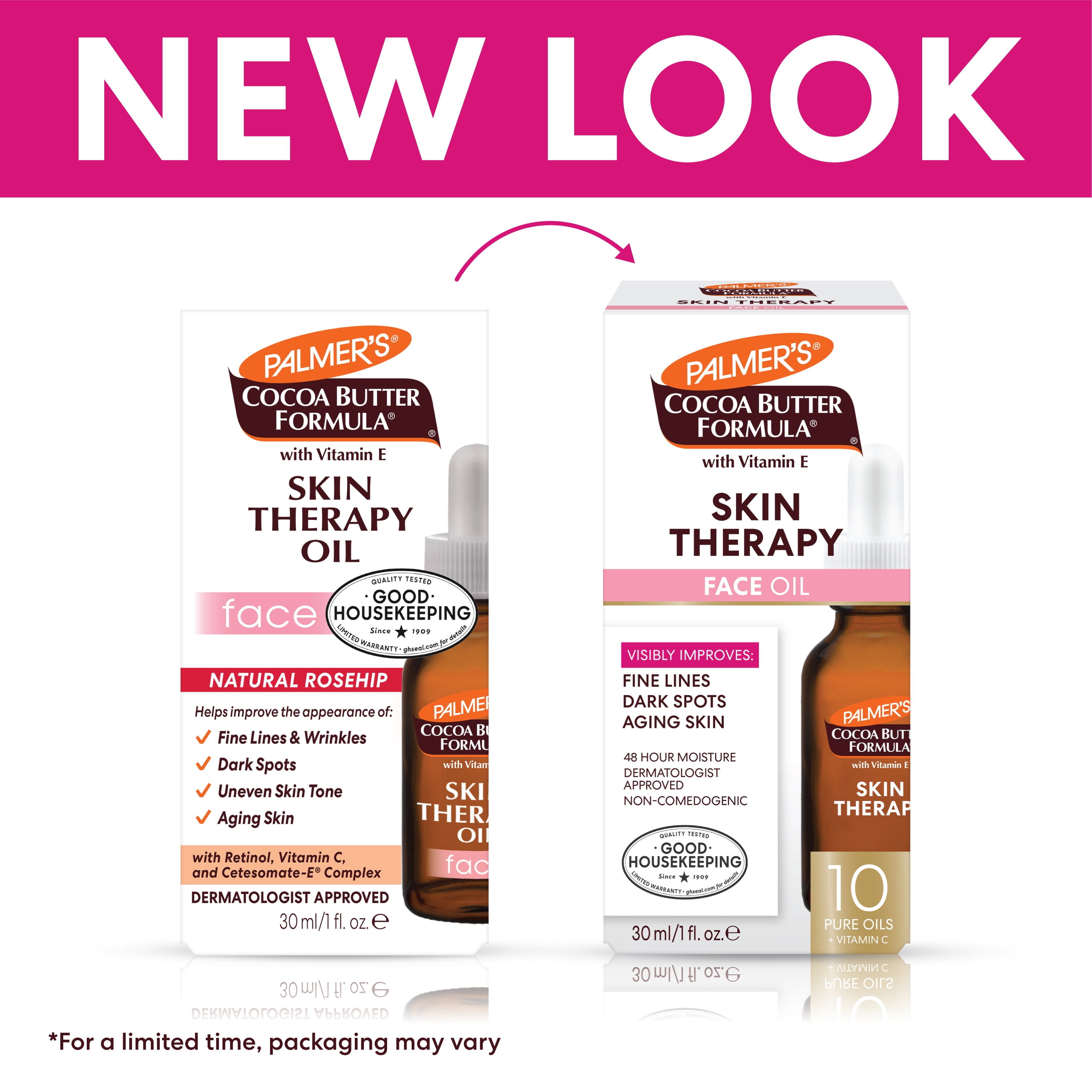 (2 pack) Palmer's Cocoa Butter Formula Rosehip Fragrance Skin Therapy Oil for Face, Vitamin C Retinol, 1 fl oz