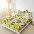 thumbnail image 4 of Homewish Lions Giraffe Elephant Queen Sheet Sets,Flamingo Coconut Tree Flat Sheet,Blue Orange Green Queen Fitted Sheet For Boys Kids,Breathable Home Decor,4 Pieces, 4 of 7