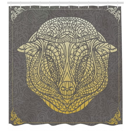Sheep Shower Curtain Geometric Fl Ornamental Head Pattern Sheep Shower Curtain Geometric Fl Ornamental Head Pattern In Grant Colors Fabric Bathroom