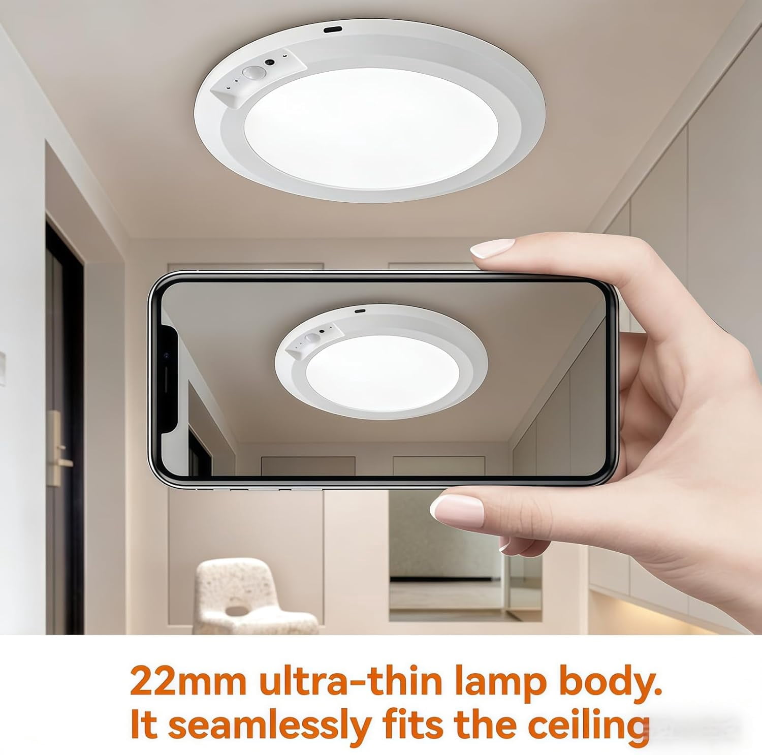 Rechargeable Motion Sensor Ceiling Light with Remote - Magnetic Wireless Ceiling Light Battery Power,3 Colors Magnetic Wireless Pot Lights Ceiling for Closet Shower Pantry Shed Hallway (2PCS)