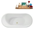 thumbnail image 6 of 67" Streamline B-464-202-PBR Soaking Matte White Freestanding Tub and Tray With Internal Drain in Polished Brass, 6 of 10