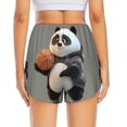 thumbnail image 2 of Lsque Cartoon Pandas Basketball Printed Women's Running Shorts with Liner Pockets,Elastic Quick Dry Workout Athletic Gym Yoga Shorts,Womens High Waist Shorts-X-Large, 2 of 9