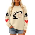 thumbnail image 3 of Women's Vintage Football Graphic Crew Neck Long Sleeve Pullover Sweatshirt, Oversized Loose Fit Drop Shoulder Casual Top, for Daily Wear or Trendy Street Style Outfits Beige L, 3 of 4