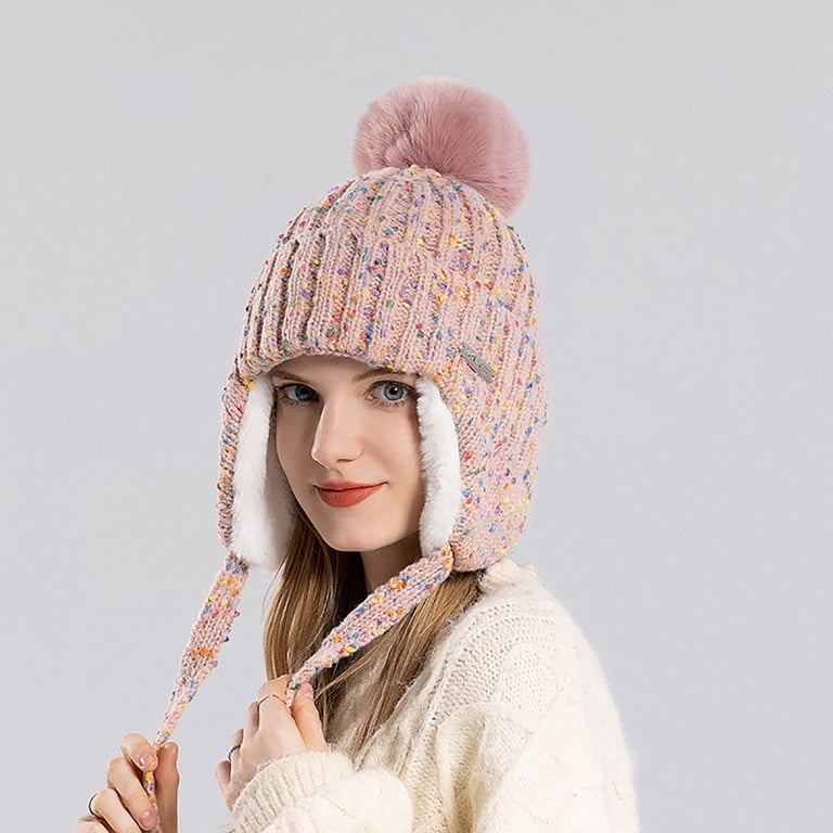 Peybaiwy Winter Beanie Hat For Men & Women - Fleece Lined Knit Pom Pom Hat, Warm Soft Ski Cap, Head Size 54-60cm